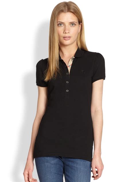 burberry ladies black polo tee|burberry long sleeve shirt women's.